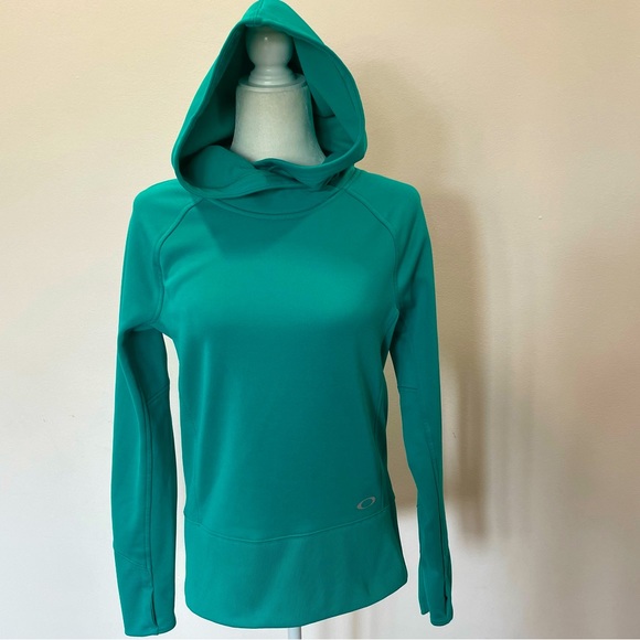 Oakley Tops - Oakley Funnelneck Hooded Sweatshirt Hoodie Womens Size Medium Teal